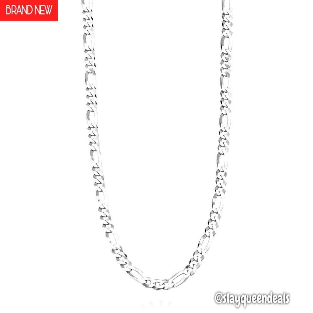 Sterling Silver 5mm Figaro Chain Necklace, 22 Inches, Unisex
